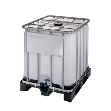 IBC tank op kunststof pallet, UN-keurmerk, deksel 150 mm, 2" aansluiting, 1000 liter IBC tank op kunststof pallet, UN-keurmerk, deksel 150 mm, 2" aansluiting, 1000 liter