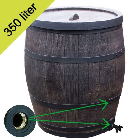 Roto regenton 350 liter ø 80 x h.107 cm bruin 3/4" messing ingang tap Roto regenton 350 liter ø 80 x h.107 cm bruin 3/4" messing ingang tap