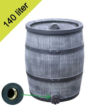 Roto regenton 140 liter ø 55 x h.74 cm grijs  3/4" messing ingang tap Roto regenton 140 liter ø 55 x h.74 cm grijs  3/4" messing ingang tap